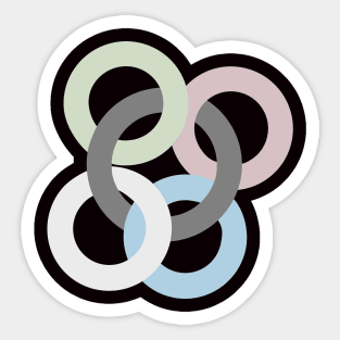 pastel circles, round rattle Sticker